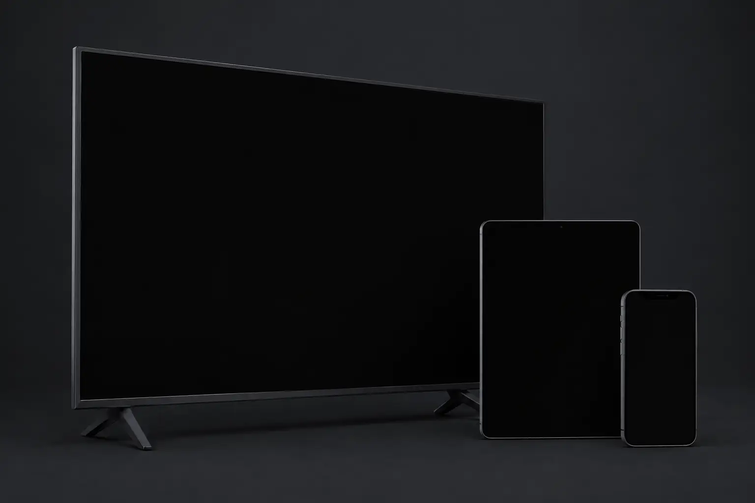 IPTV subscription playing on a smart TV, a tablet and a smartphone at the same time